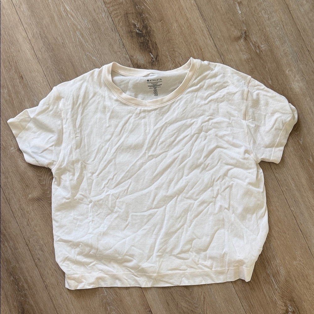 Athleta Classic White Short Sleeve Crew Tee